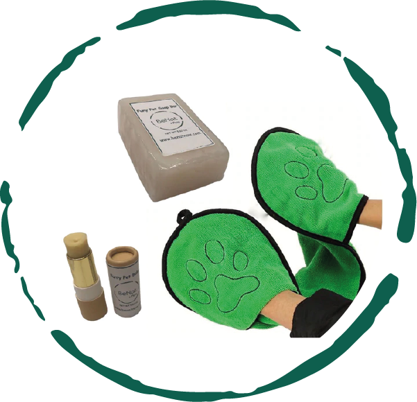 BeNat 3-Piece Natural Pet Grooming Set - Shampoo Bar, Balm, Towel