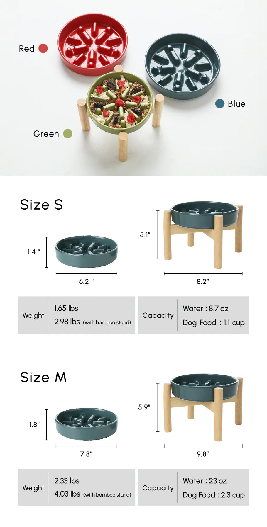 [Spark] Slow Feeder Dog Bowls - Red / Green / Blue