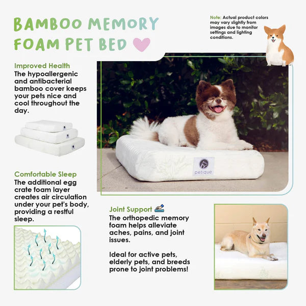Petique Bamboo Orthopedic Memory Foam Pet Bed