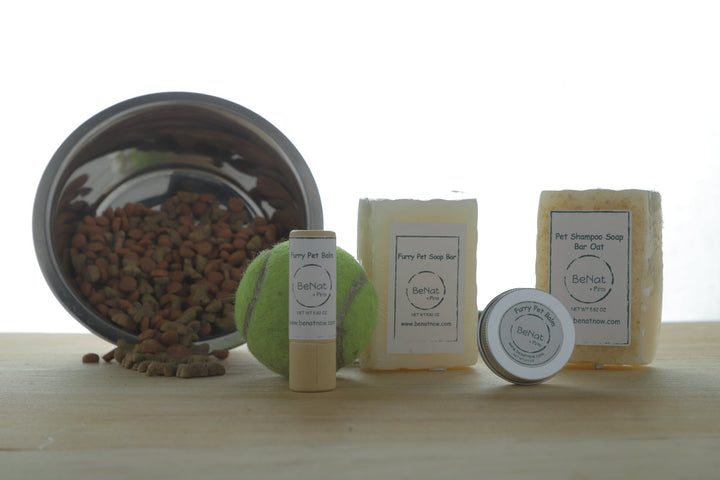 BeNat 3-Piece Natural Pet Grooming Set - Shampoo Bar, Balm, Towel